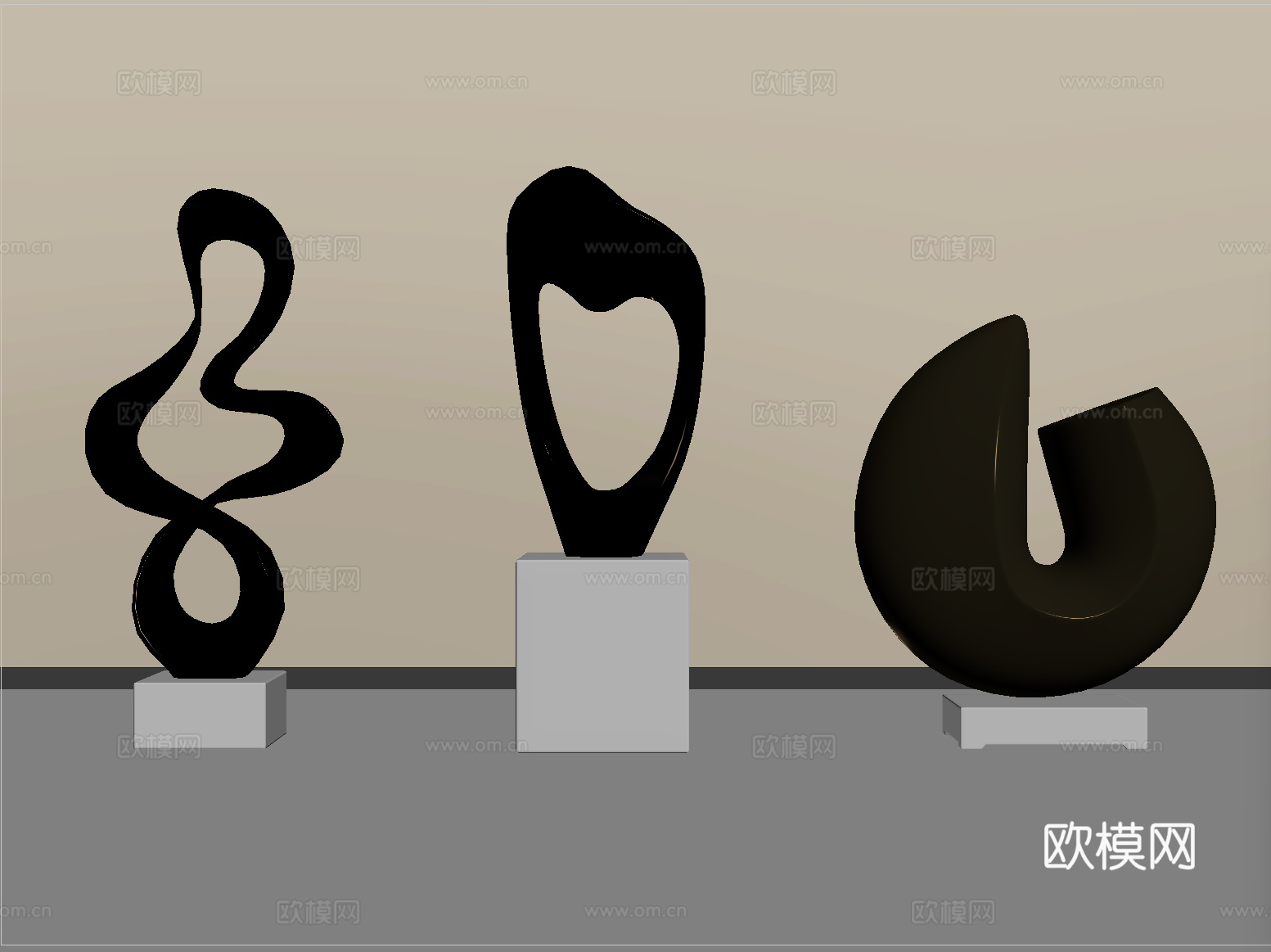 现代雕塑摆件组合 金属雕塑 艺术装置su模型