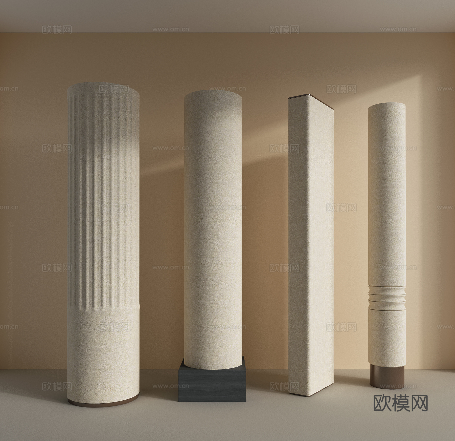 现代柱子 圆柱 造型柱 壁灯 石柱 装饰柱3d模型下载