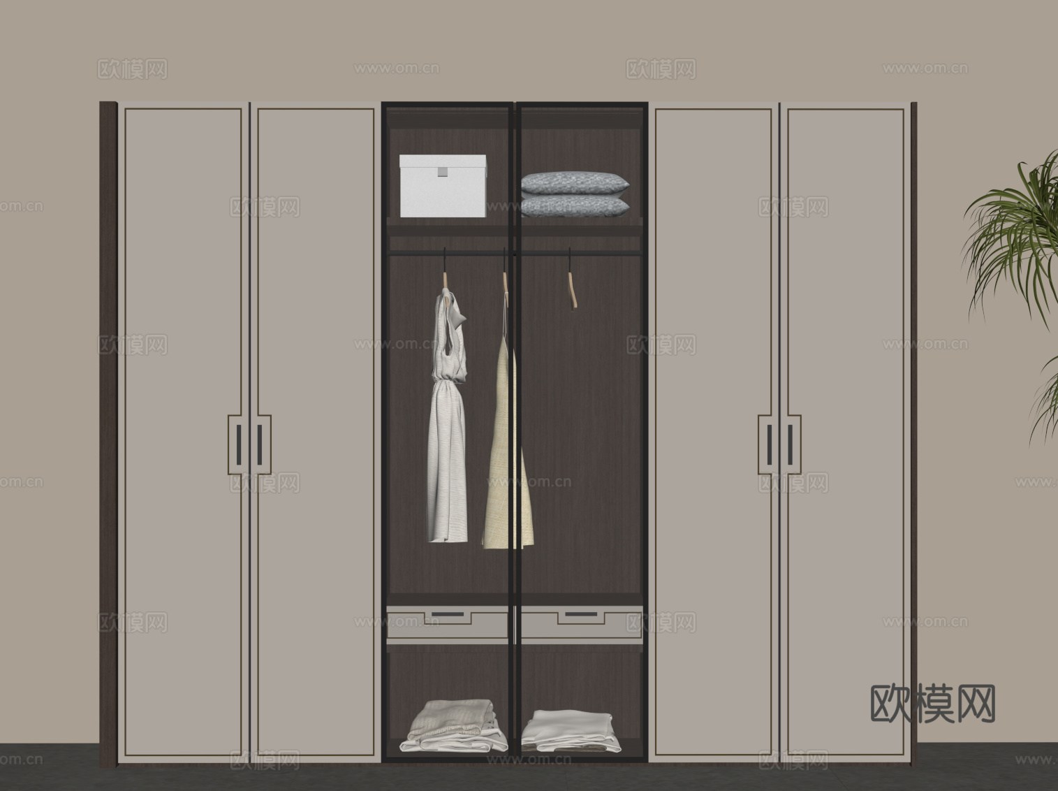 新中式衣柜su模型