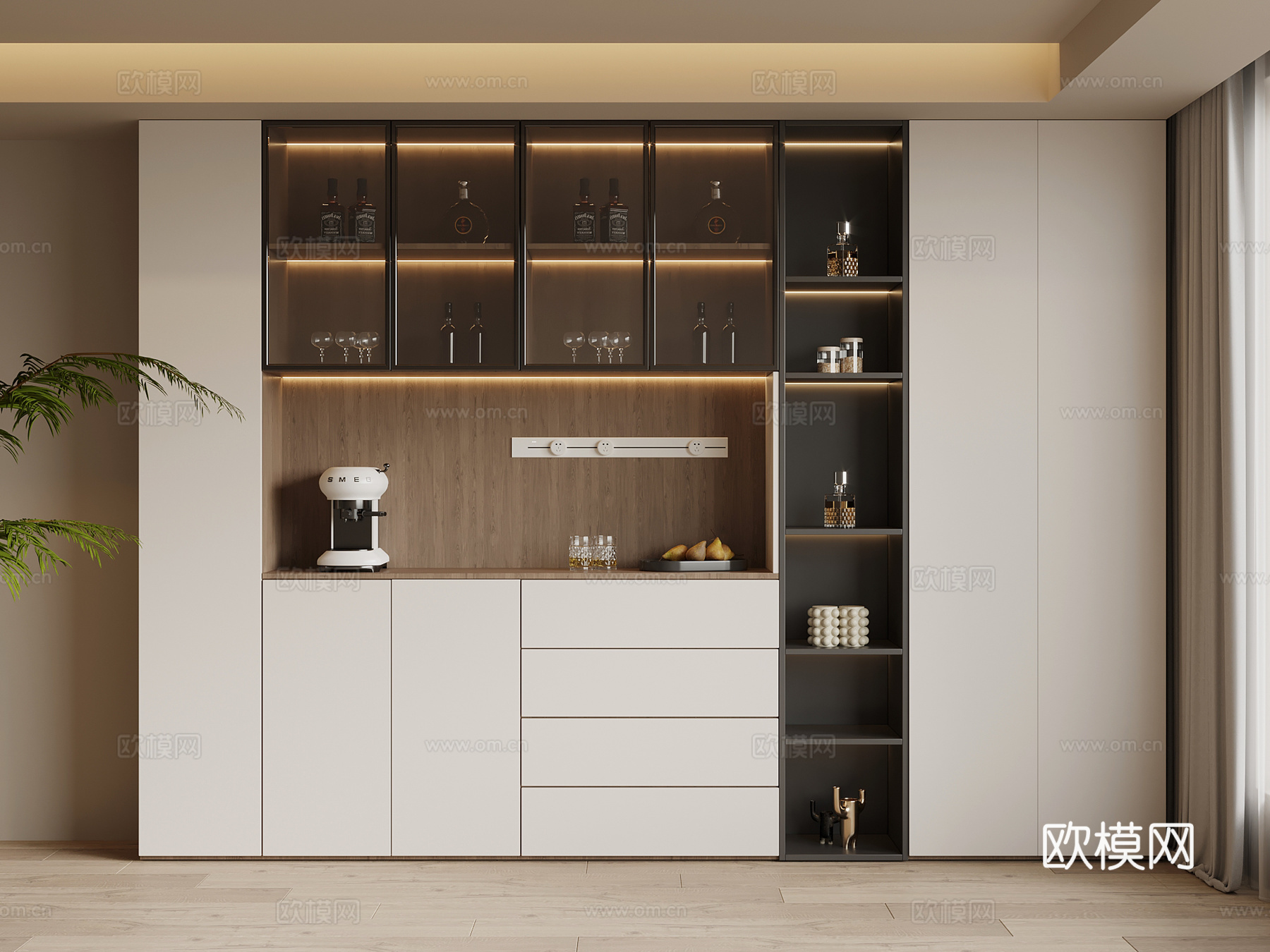 中古风酒柜 餐边柜3d模型下载