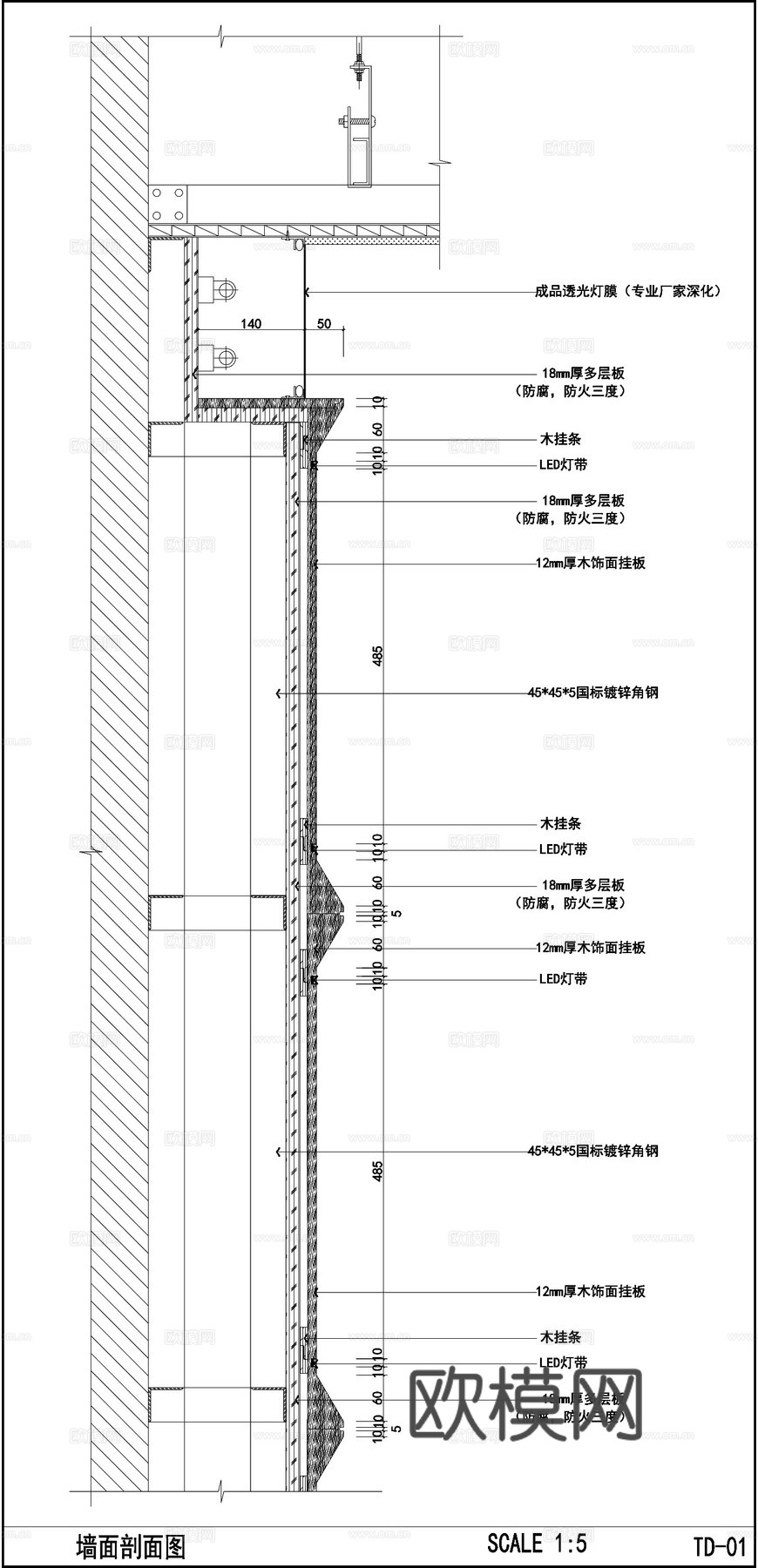 儿童游乐区墙面  墙面立面图 墙面节点  护墙板cad施工图