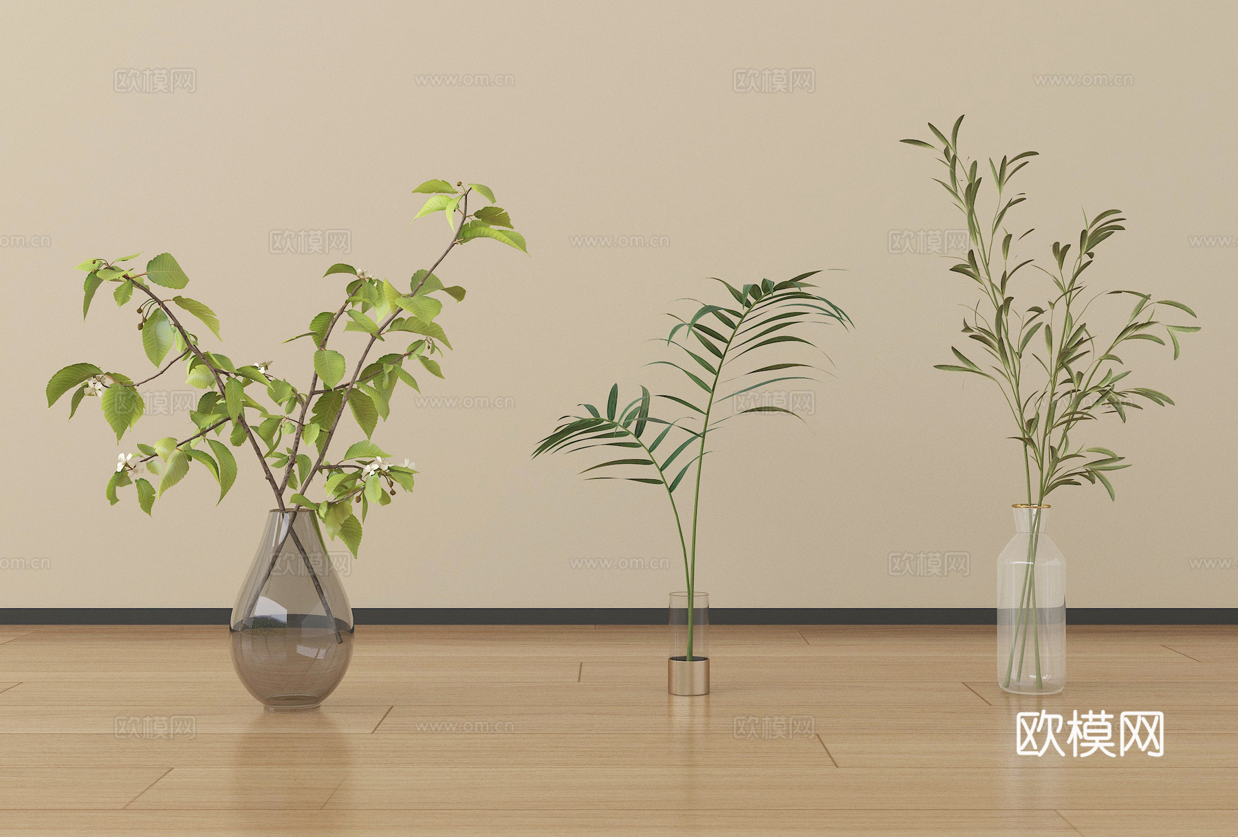 现代花瓶花艺 玻璃花瓶su模型