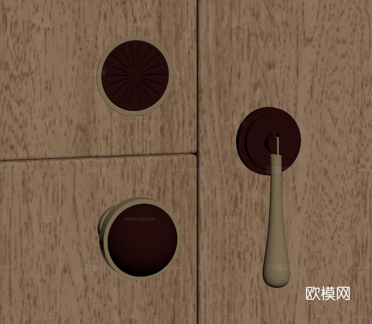 意式复古拉手 柜门拉手 橱柜拉手 衣柜门把手su模型