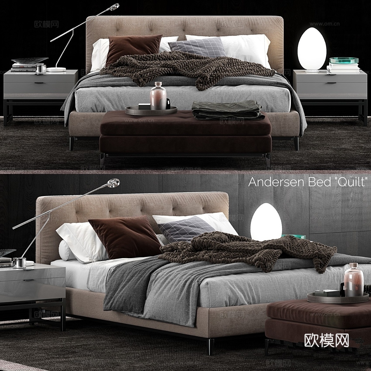 Minotti Andersen床品被褥3d模型下载