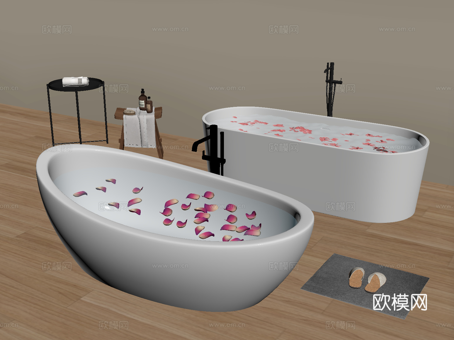 现代浴缸 椭圆浴缸 洗浴用品su模型