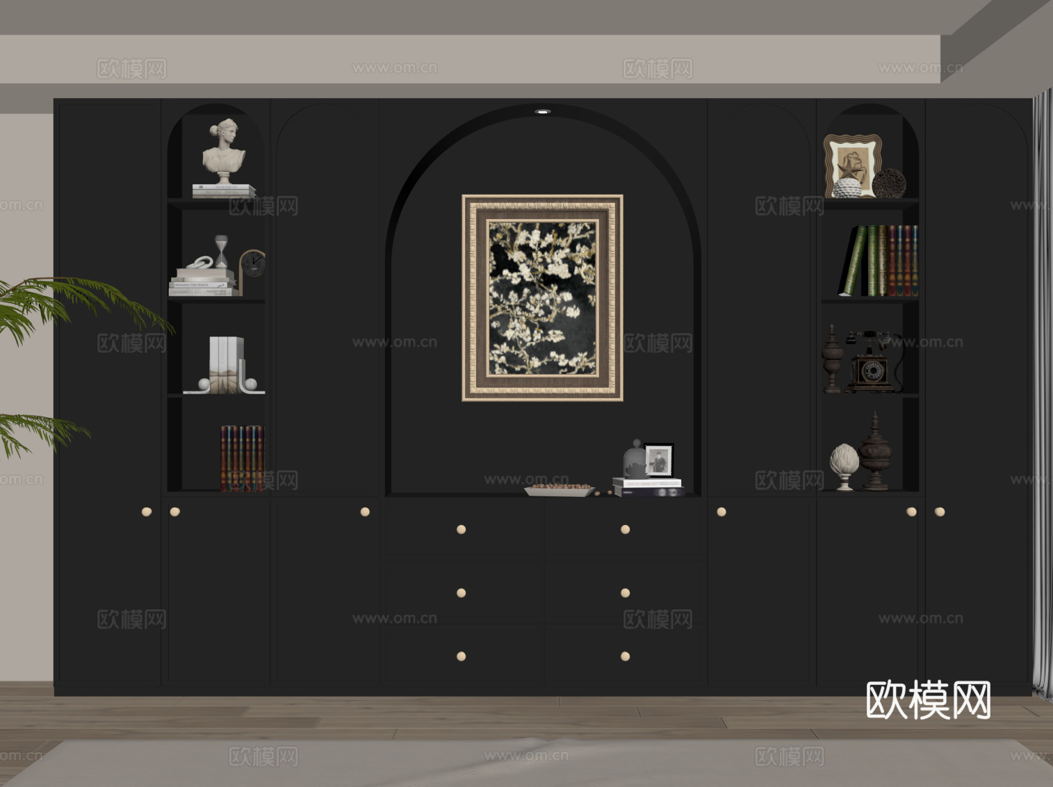 法式复古风书柜su模型