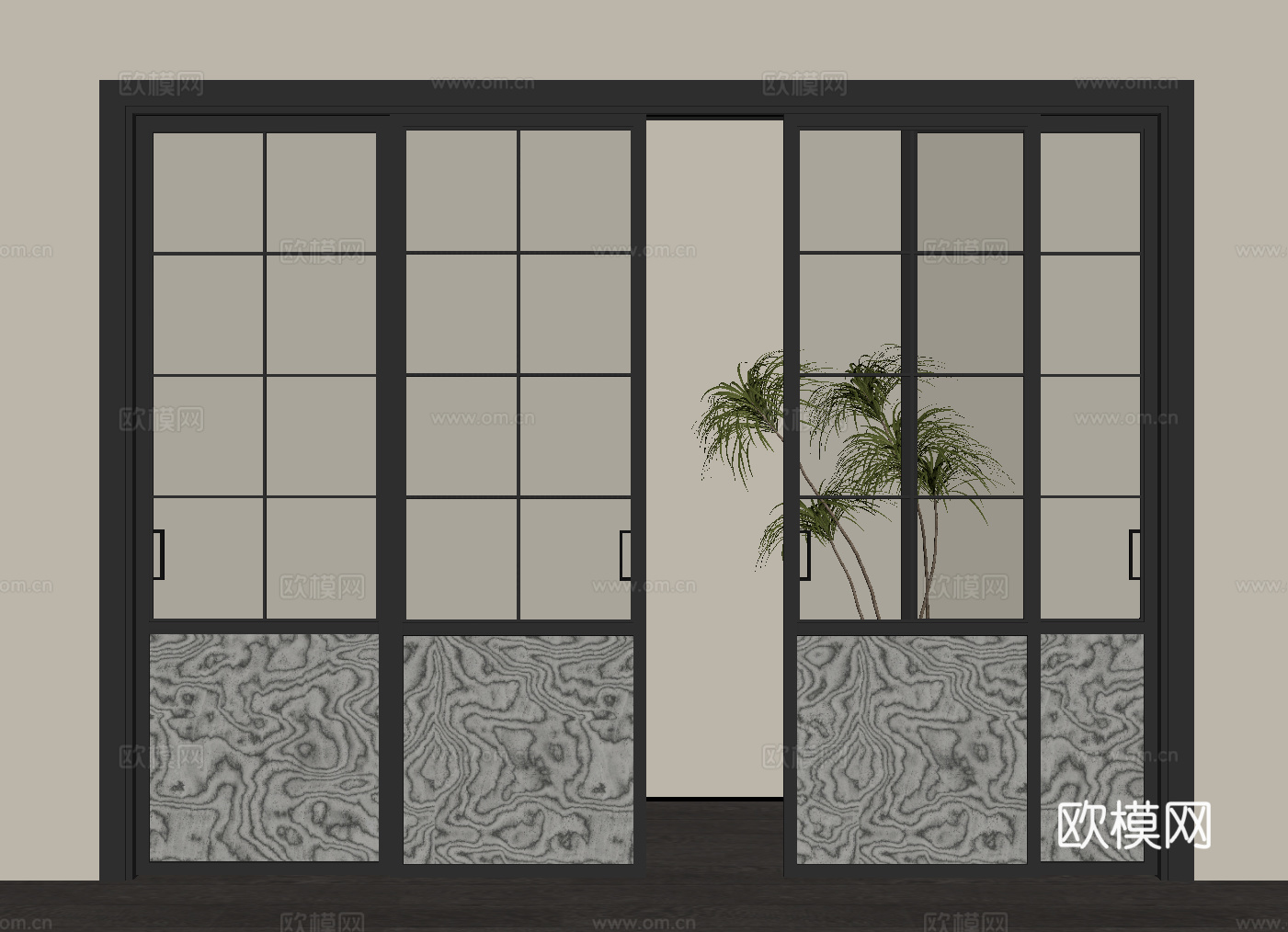 现代意式推拉门su模型