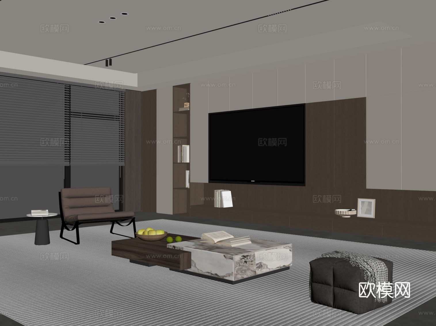 意式客厅su模型