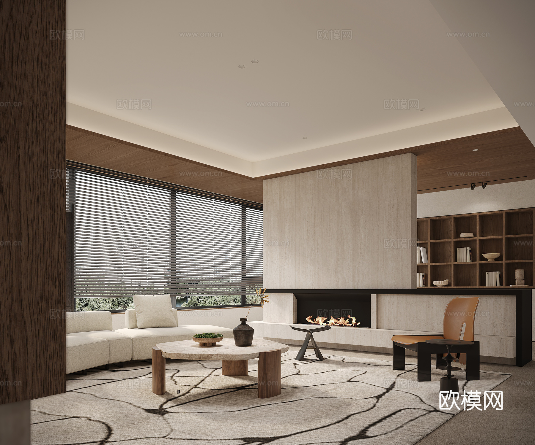 现代客餐厅3d模型下载（渲染图1）