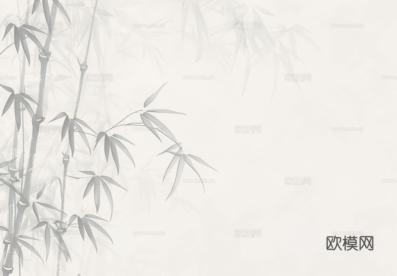 中式水墨竹子壁画