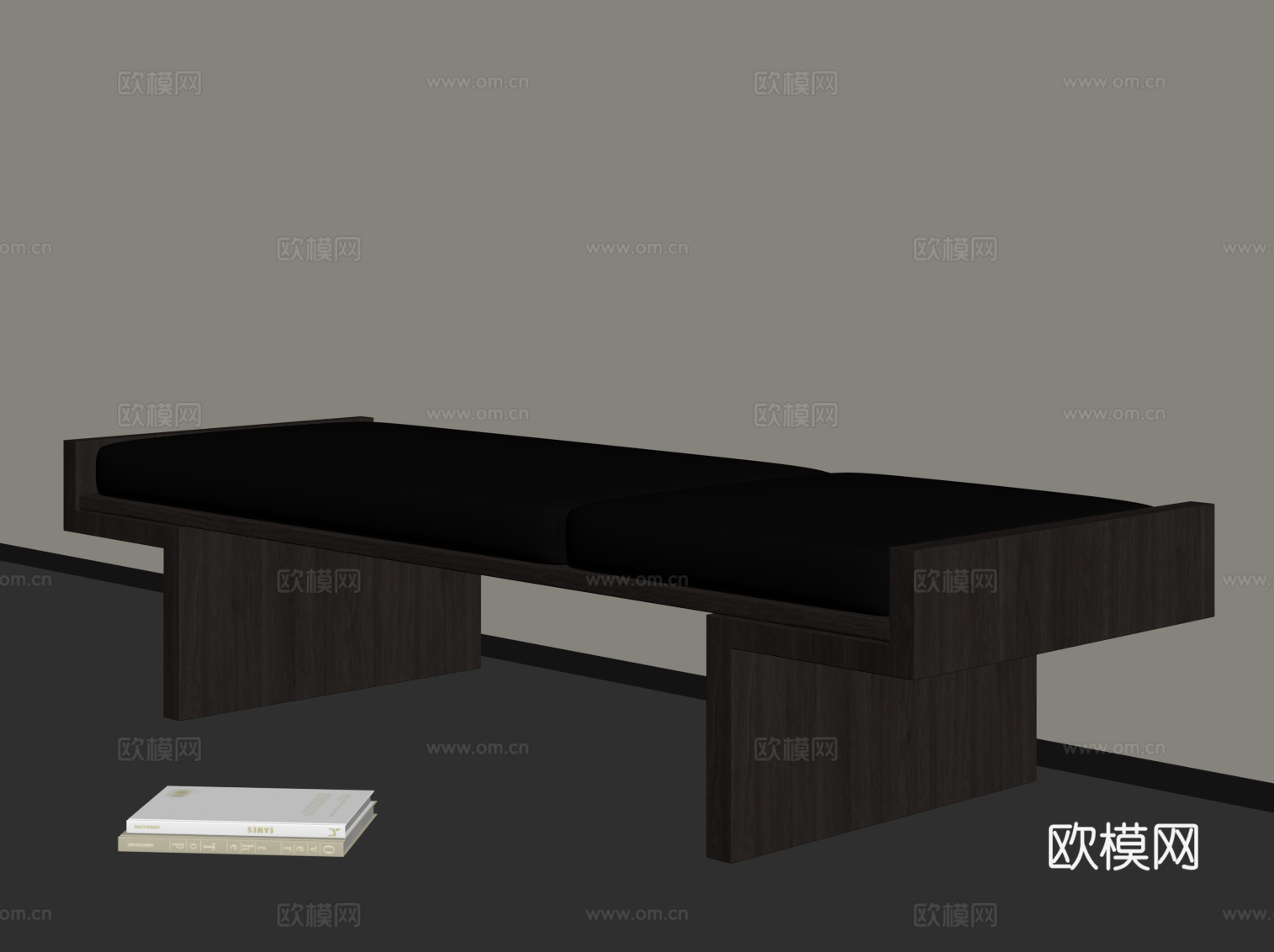 现代意式床尾凳 换鞋凳 条形凳子su模型su模型下载（渲染图2）