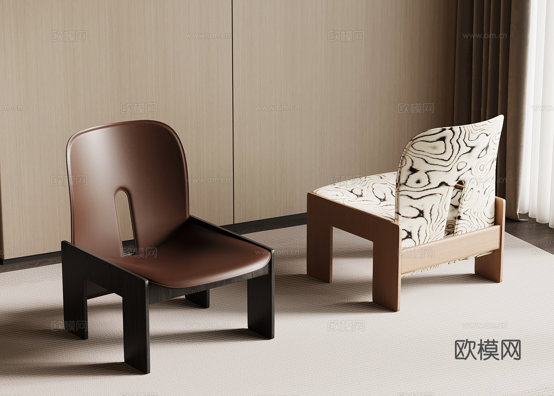 现代意式休闲椅su模型