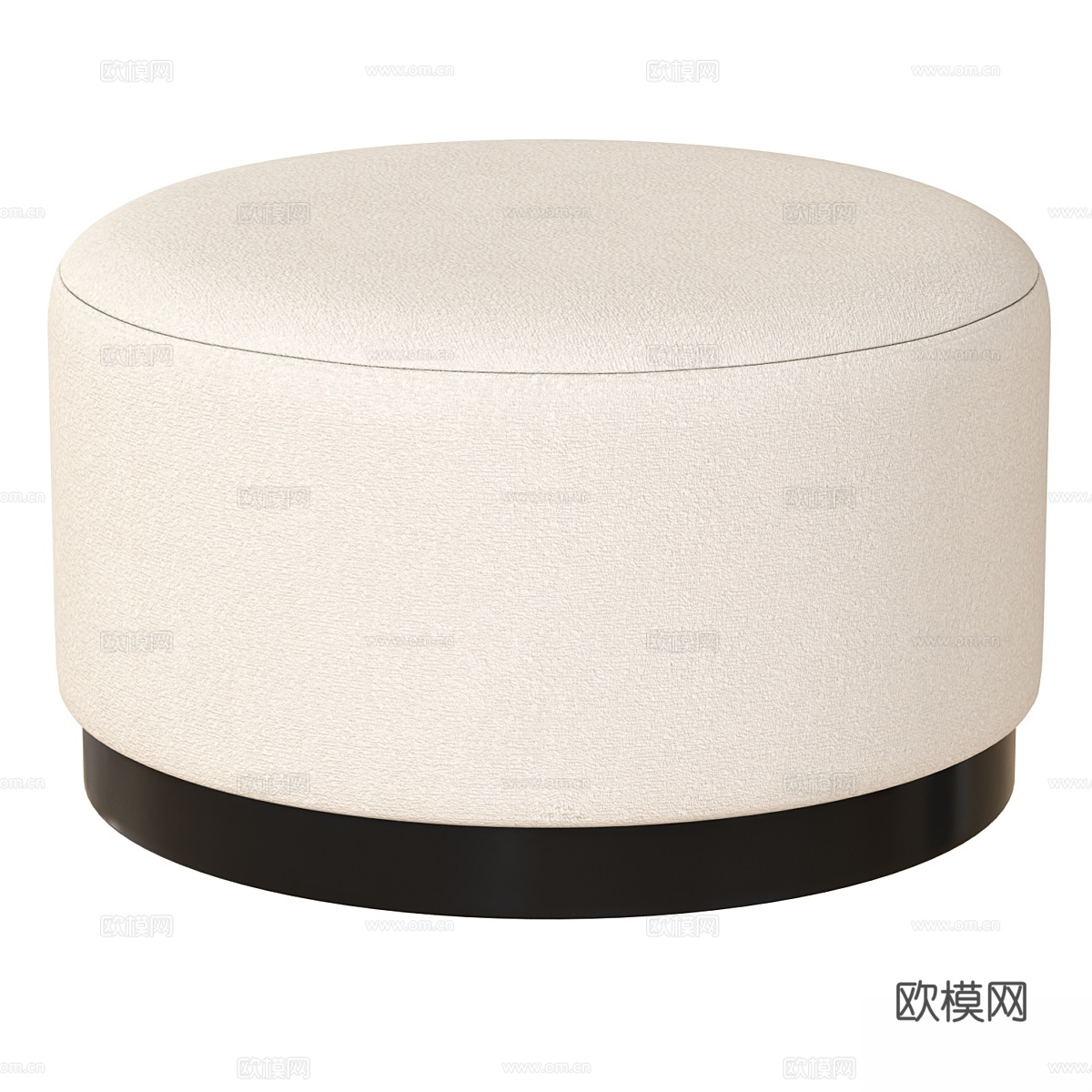 Lara 大号象牙色布艺圆凳3d模型3d模型下载