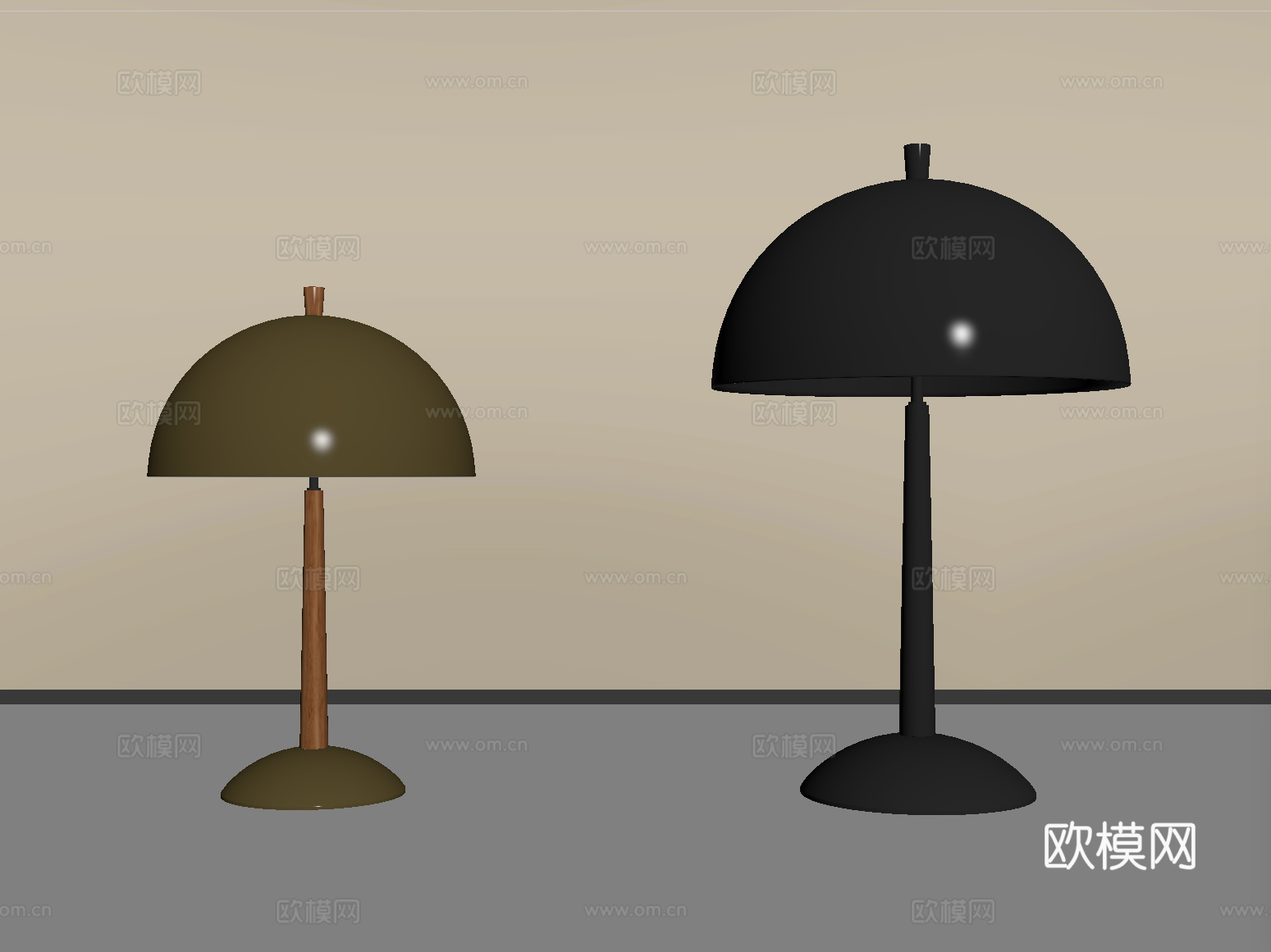 现代台灯 书桌台灯 金属台灯 装饰台灯 复古台su模型