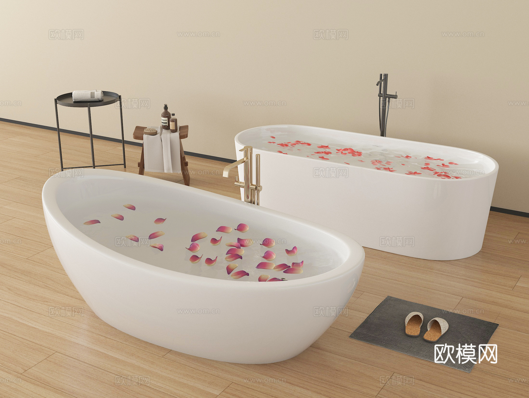 现代浴缸 椭圆浴缸 洗浴用品su模型