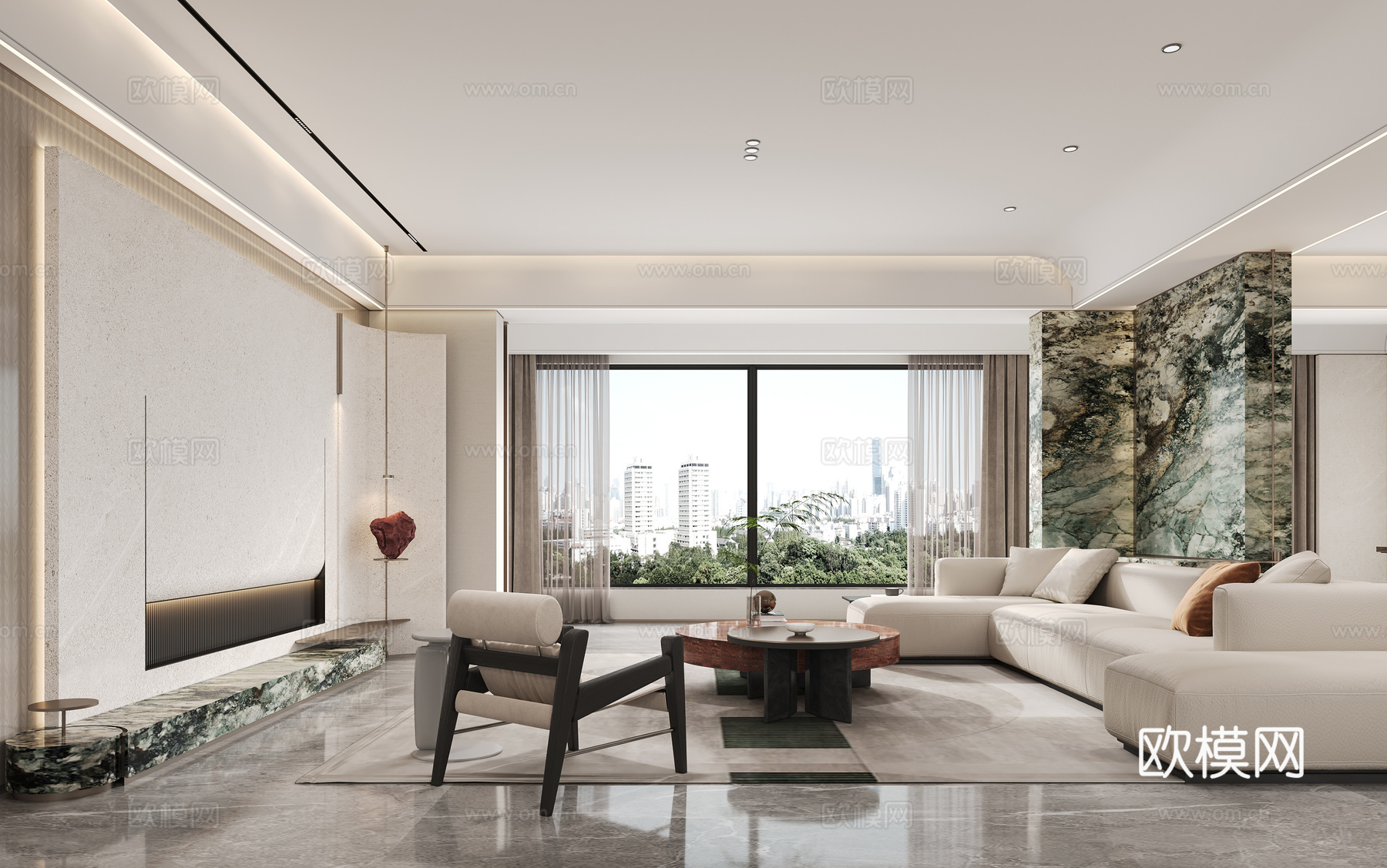 现代客餐厅3d模型下载（渲染图4）