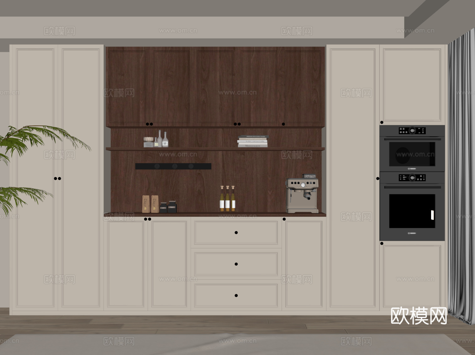 法式中古风酒柜 餐边柜su模型