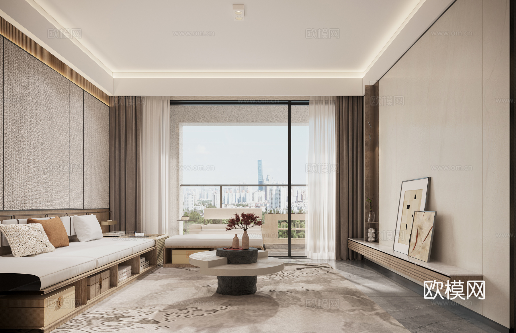 现代客餐厅3d模型下载（渲染图3）