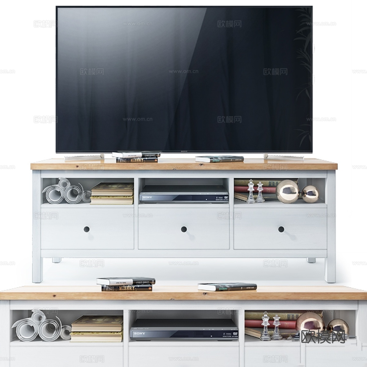 宜家Hemnes电视支架+装饰架3d模型下载