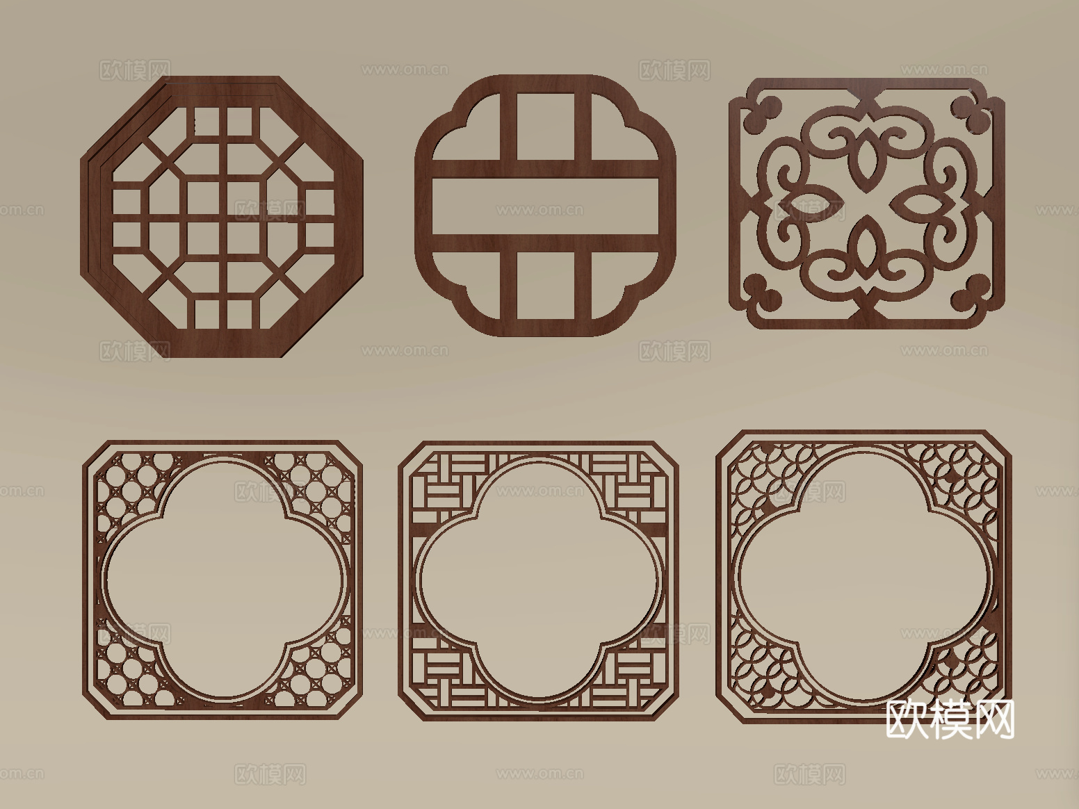 中式窗格 镂空窗 花窗su模型