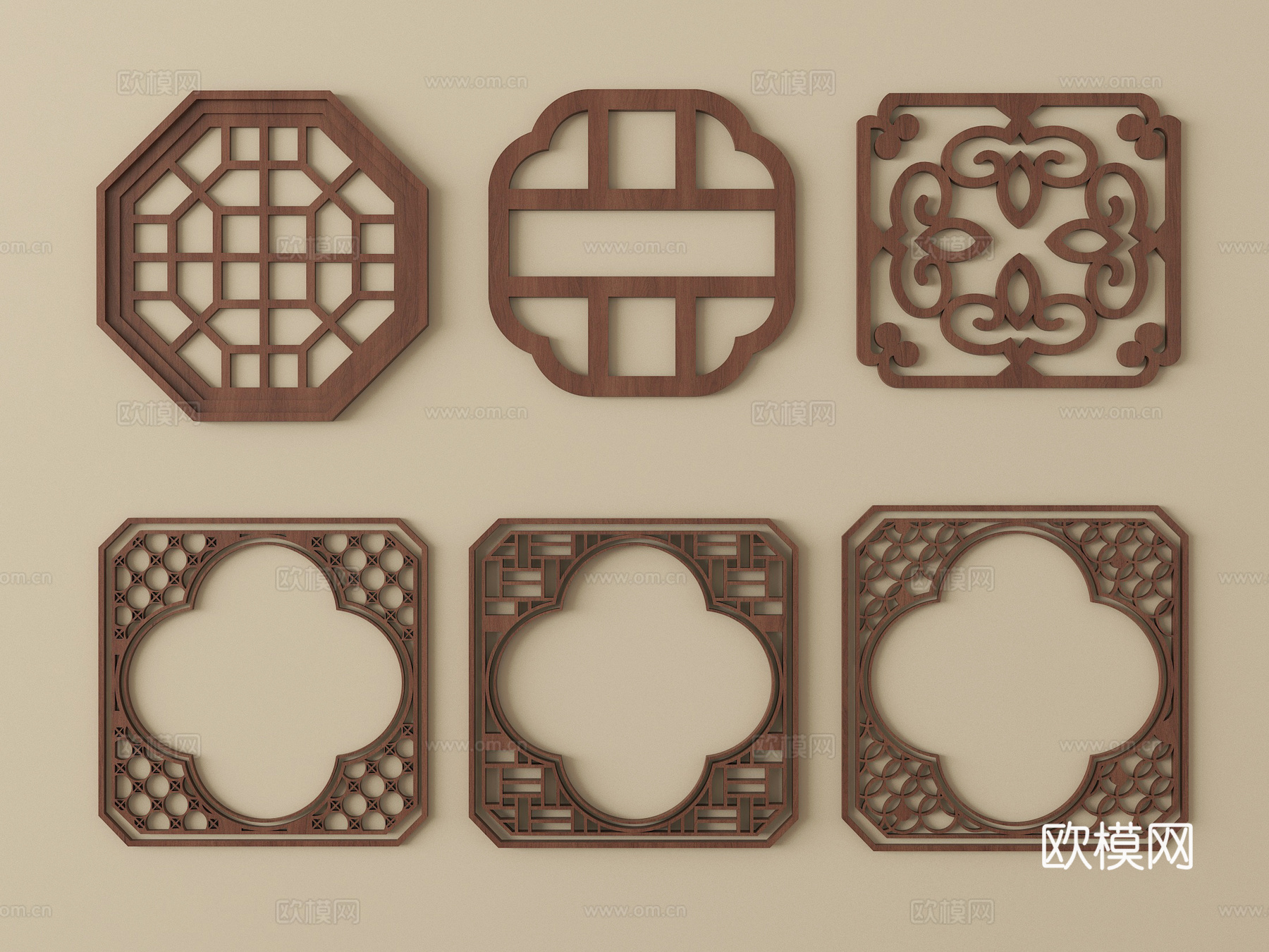 中式窗格 镂空窗 花窗su模型