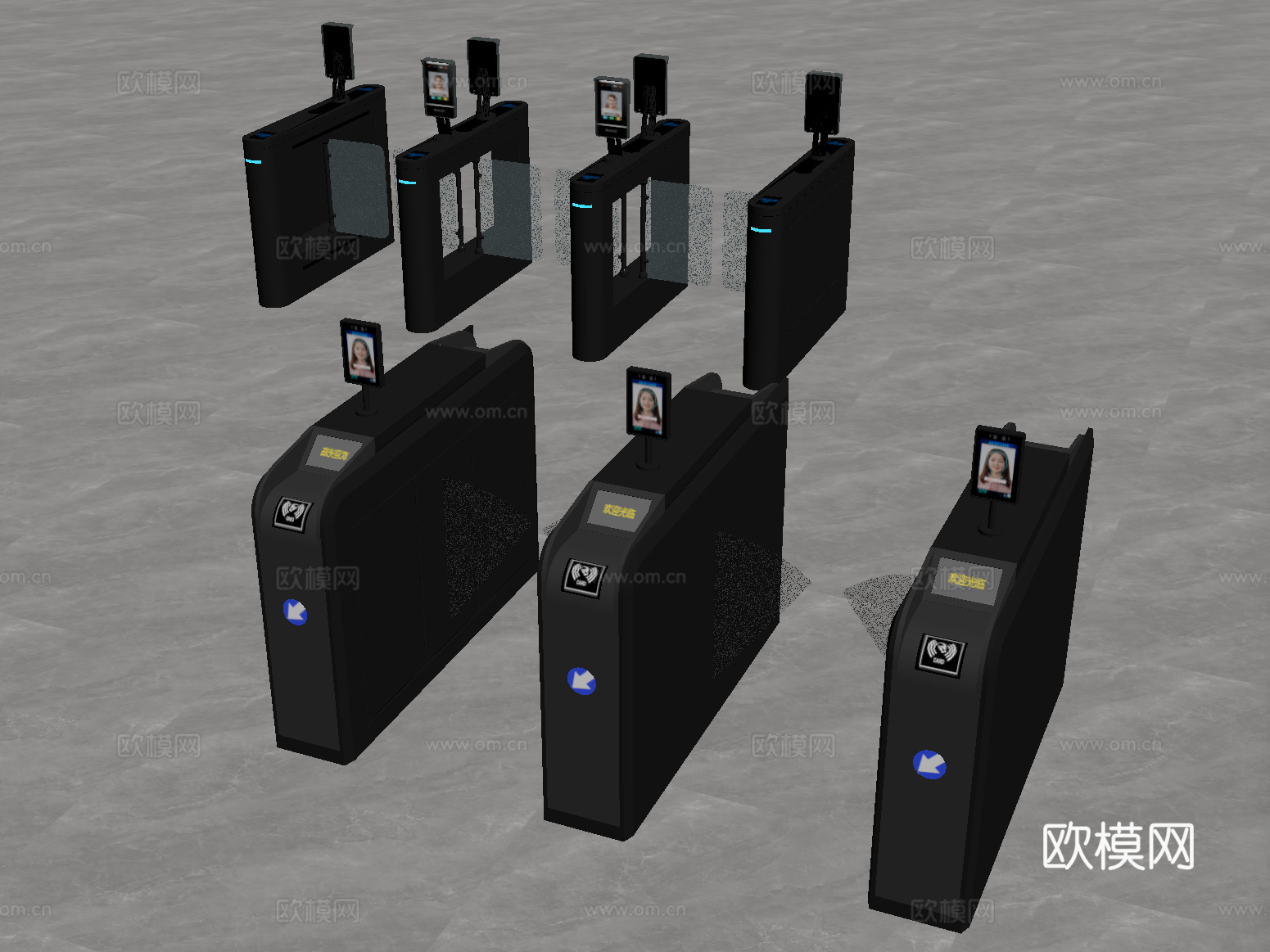 现代门禁 闸机 门禁机 闸门 感应门 门闸su模型