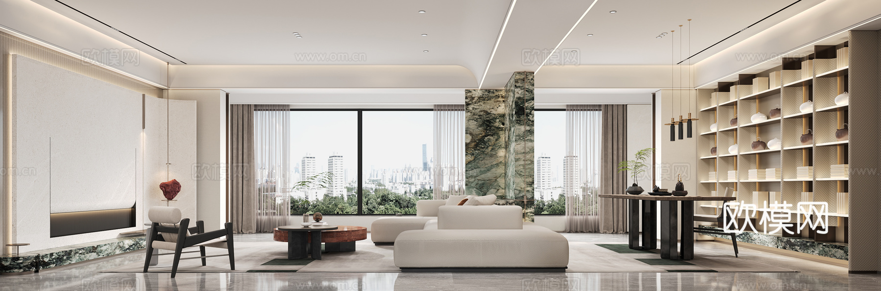 现代客餐厅3d模型下载（渲染图2）