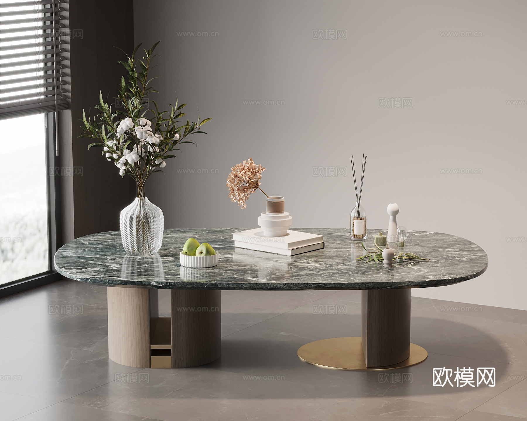 现代意式茶几 大理石茶几su模型