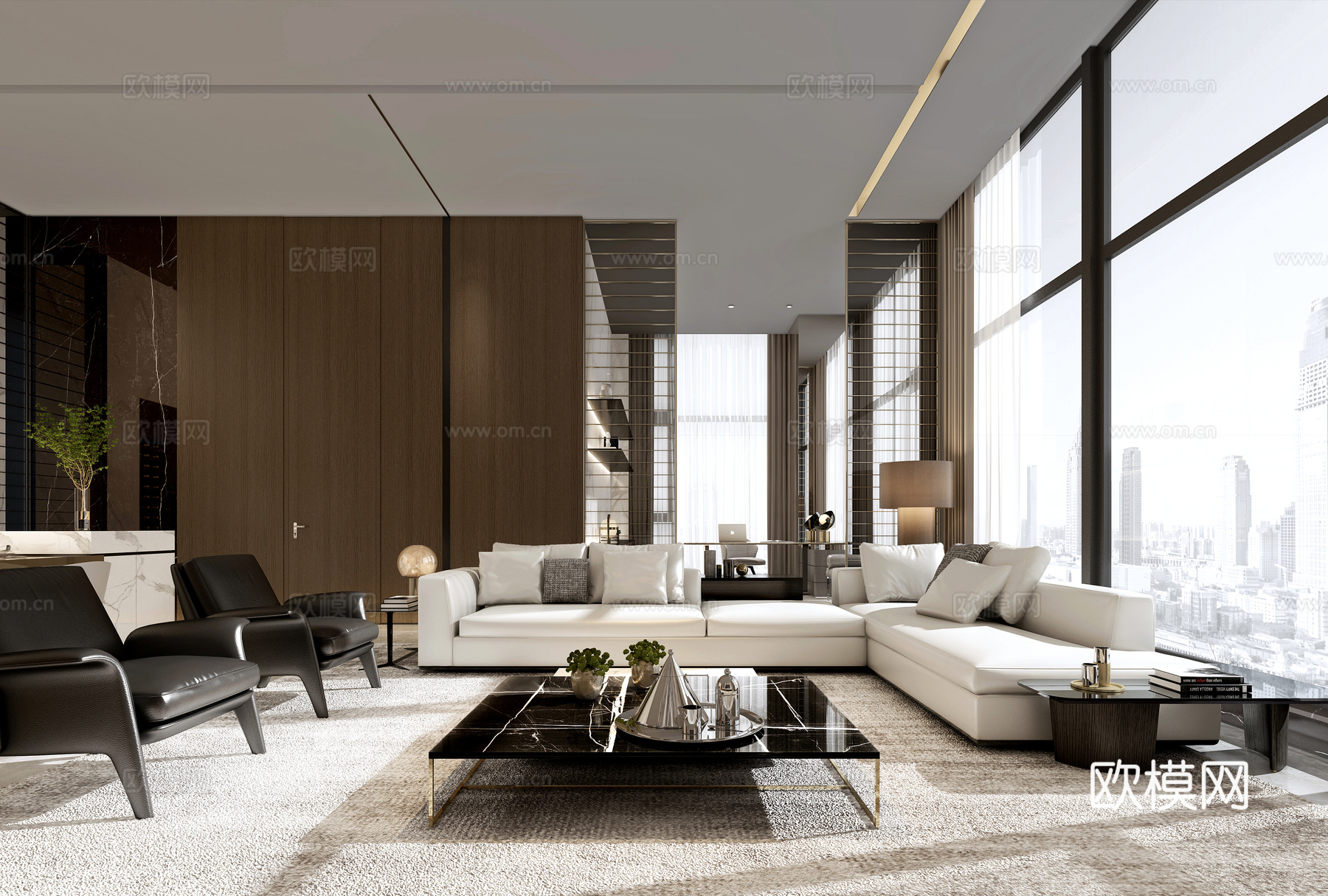 轻奢340平大平层 样板间 最新全套施工图 效果图合集cad施工图