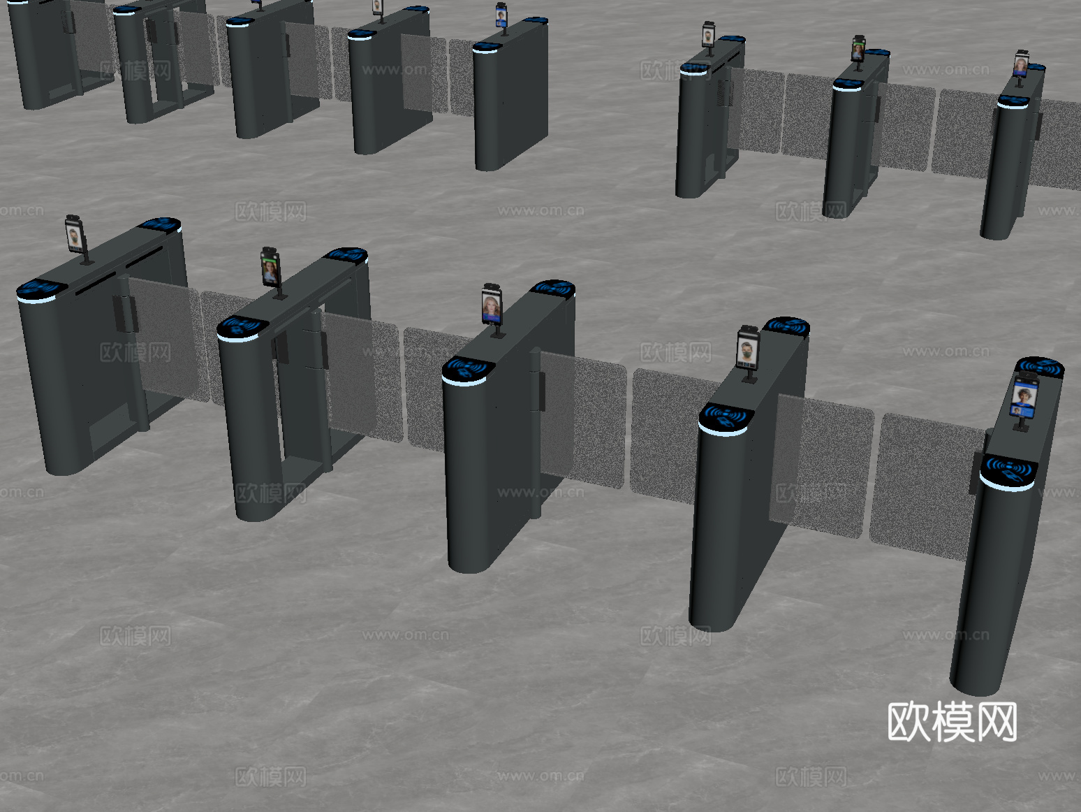 现代门禁 闸机 门禁机 闸门 感应门 门闸su模型