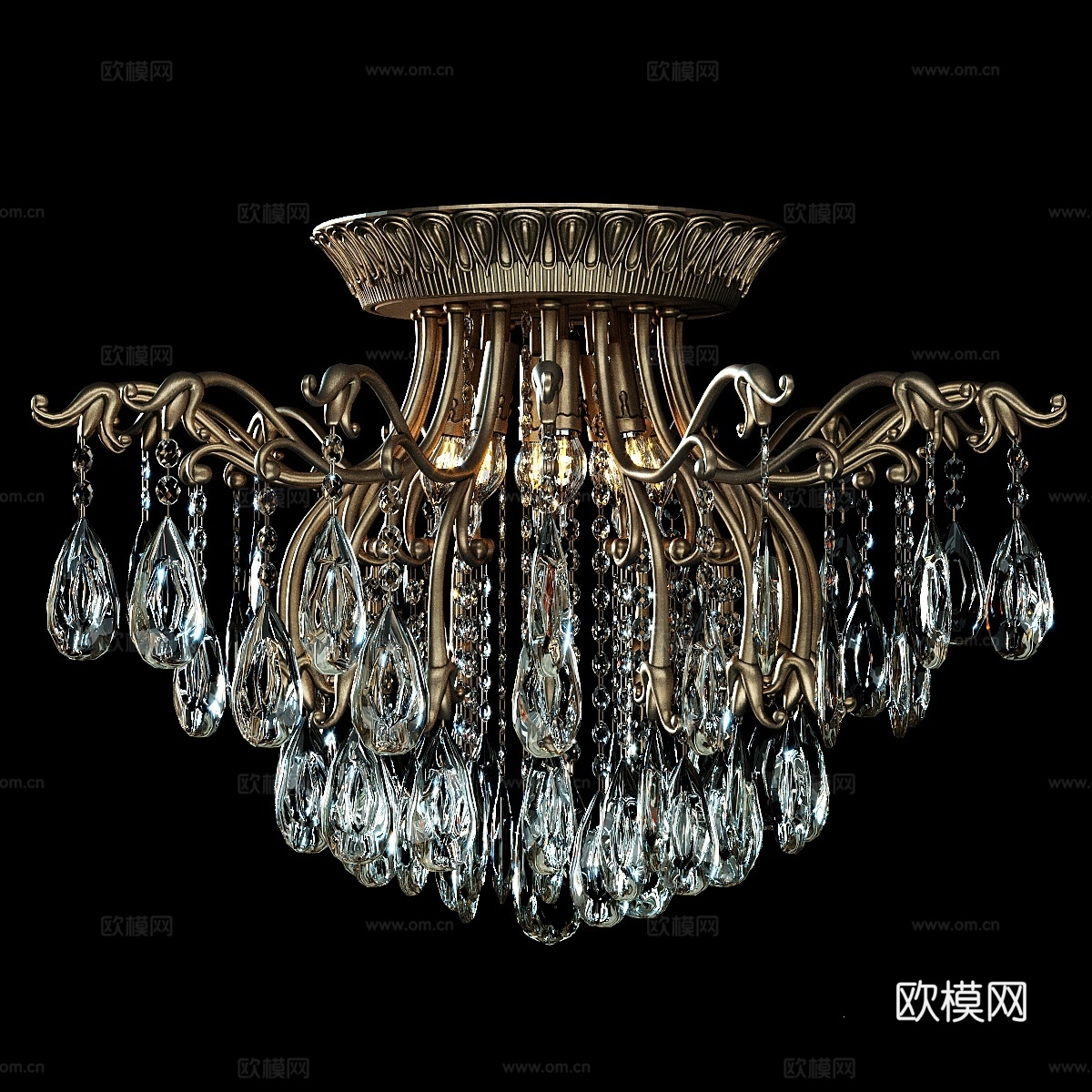 吊灯天花板银光，克莱尔系列3d模型下载