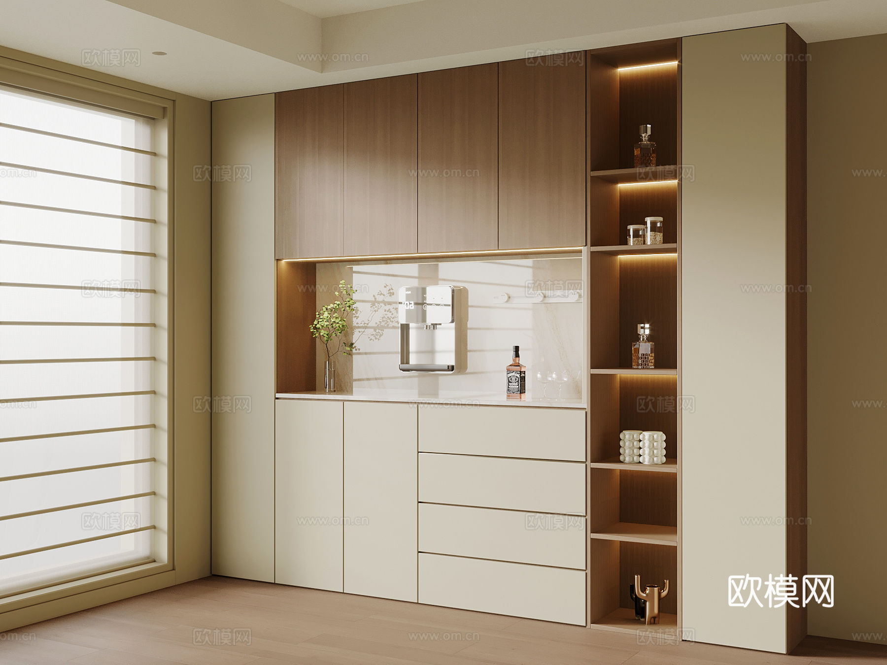 中古风酒柜su模型