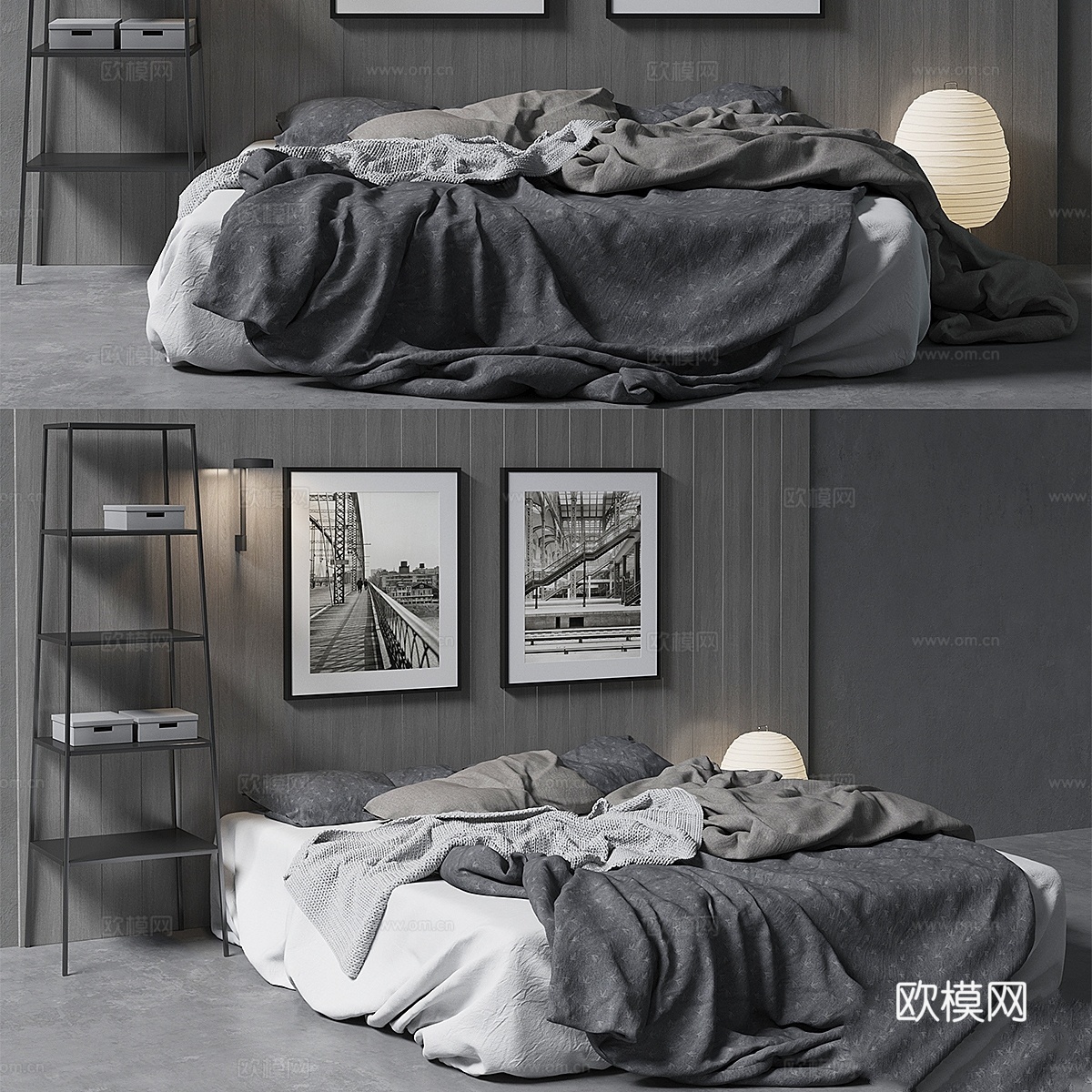 北欧床具3d模型下载