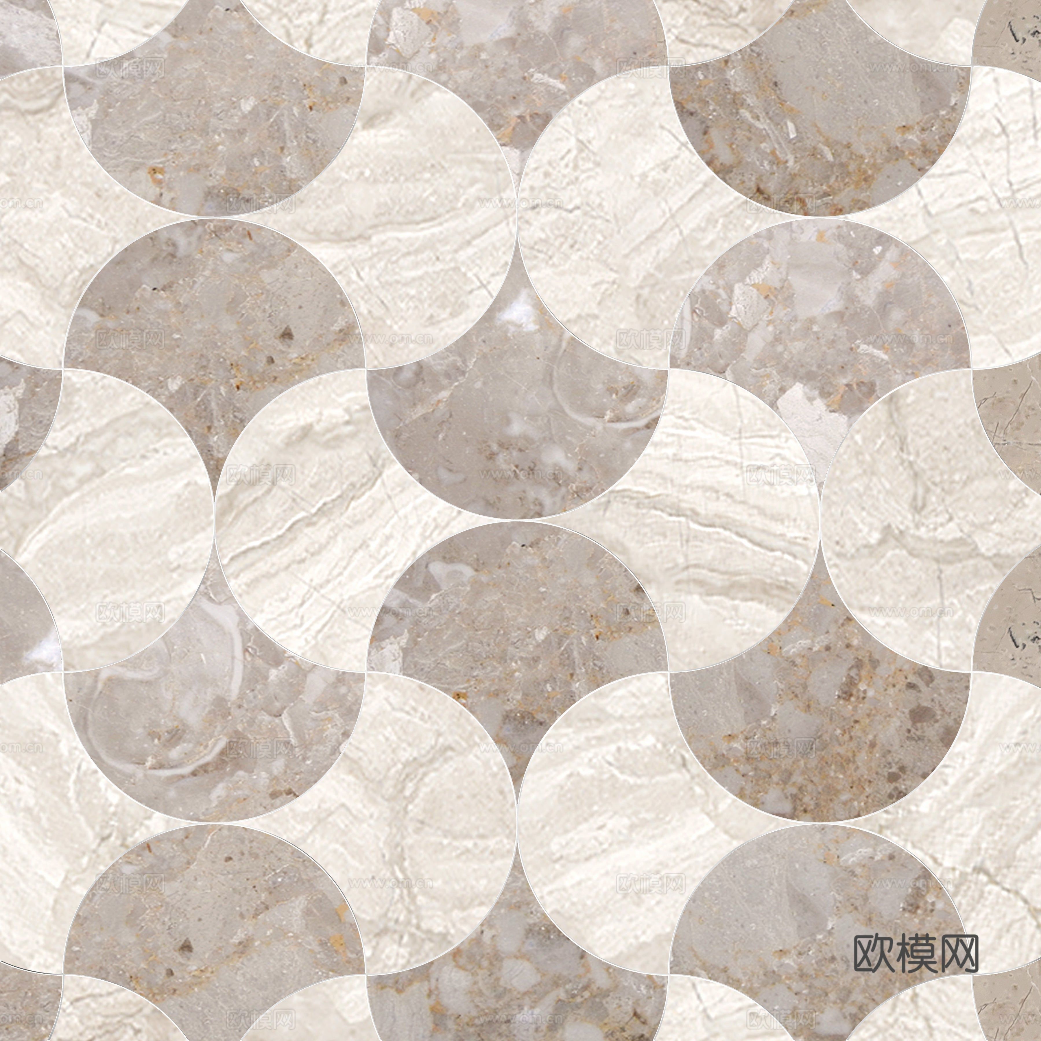 马赛克_地砖_拼花大理石_咖色弧形_卫生间砖