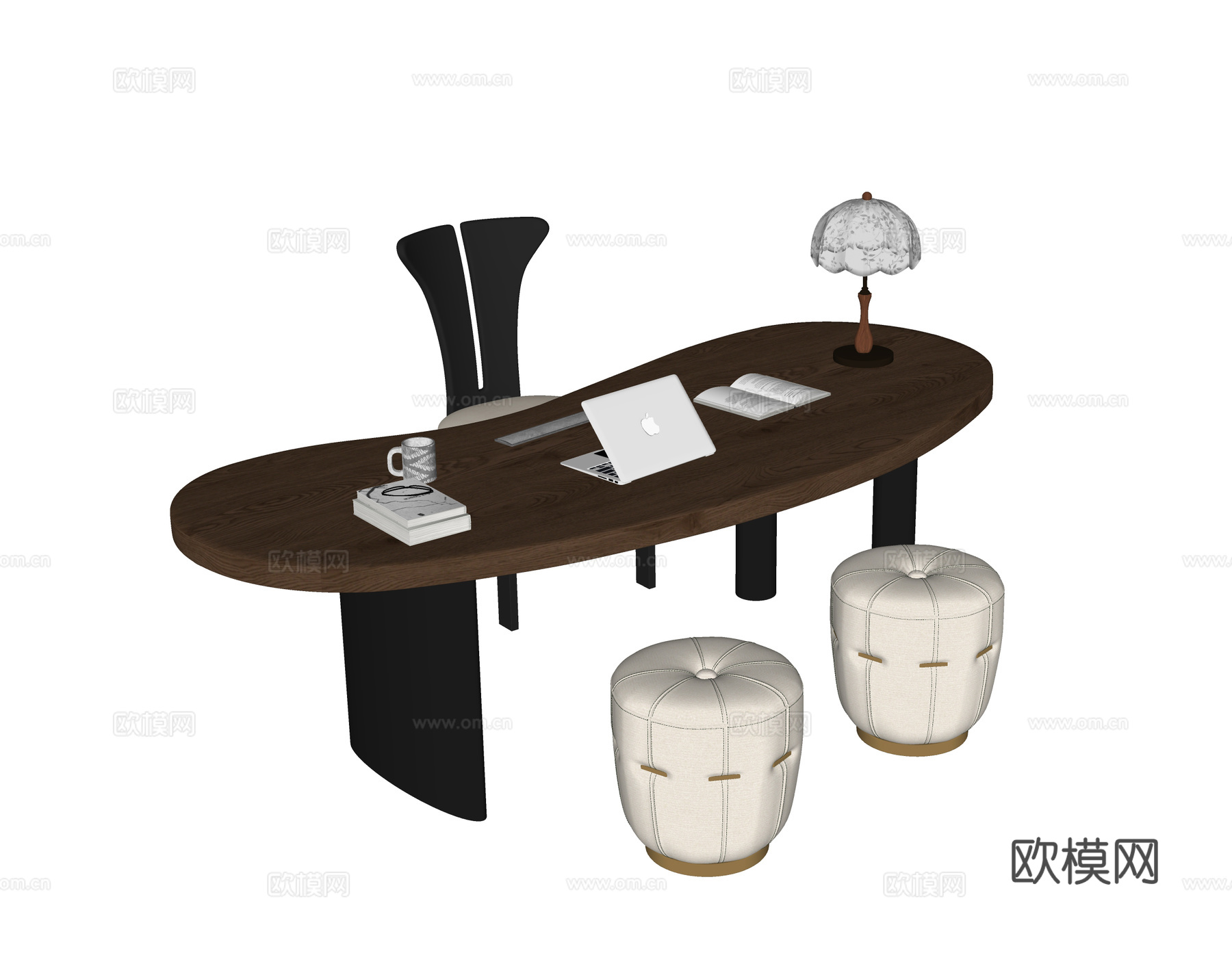 现代书桌椅 凳子 书桌su模型