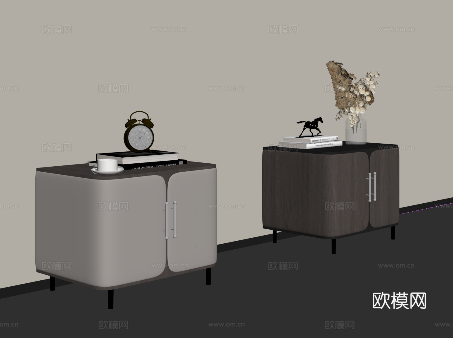 现代意式床头柜 边柜su模型