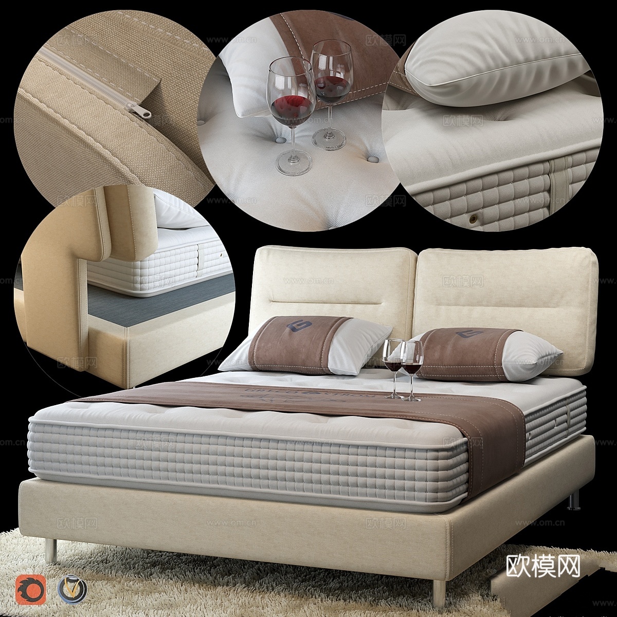 Greco Strom床#4+床垫3d模型下载