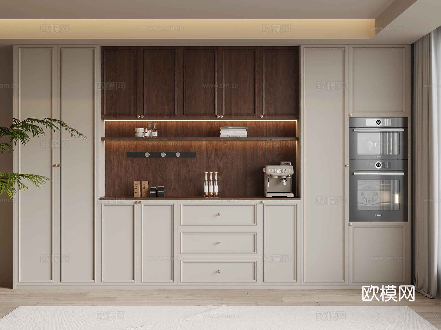 法式中古风酒柜 餐边柜su模型