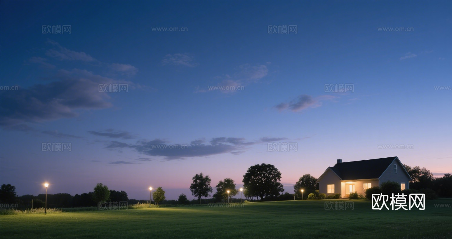 草地夜景 外景天空