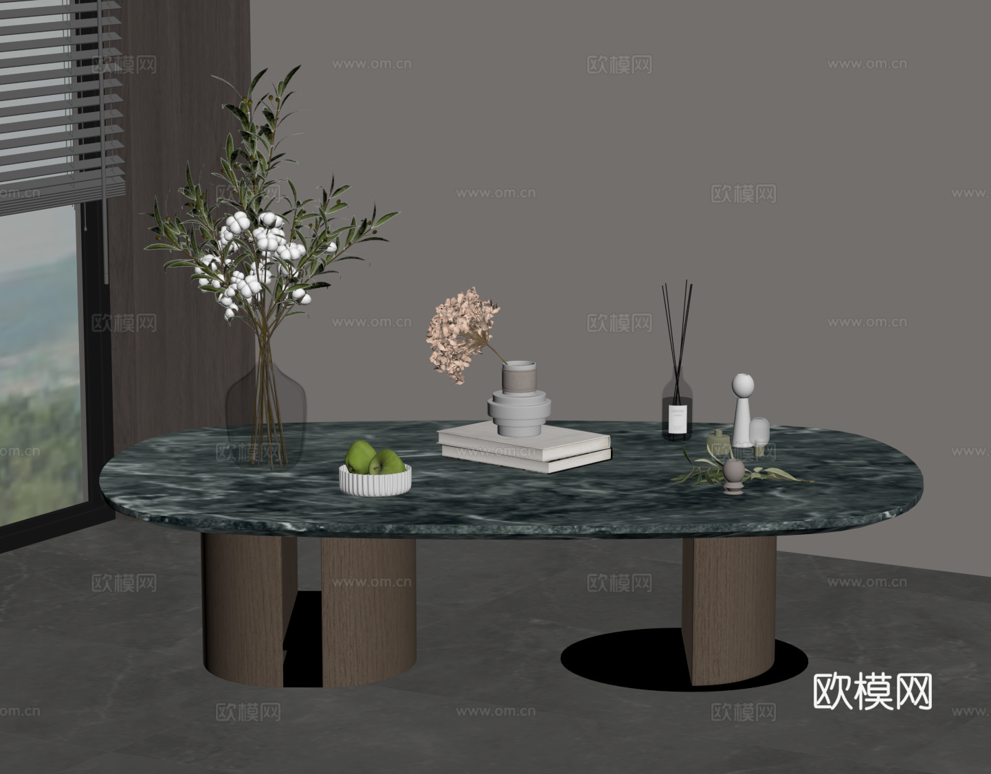 现代意式茶几 大理石茶几su模型