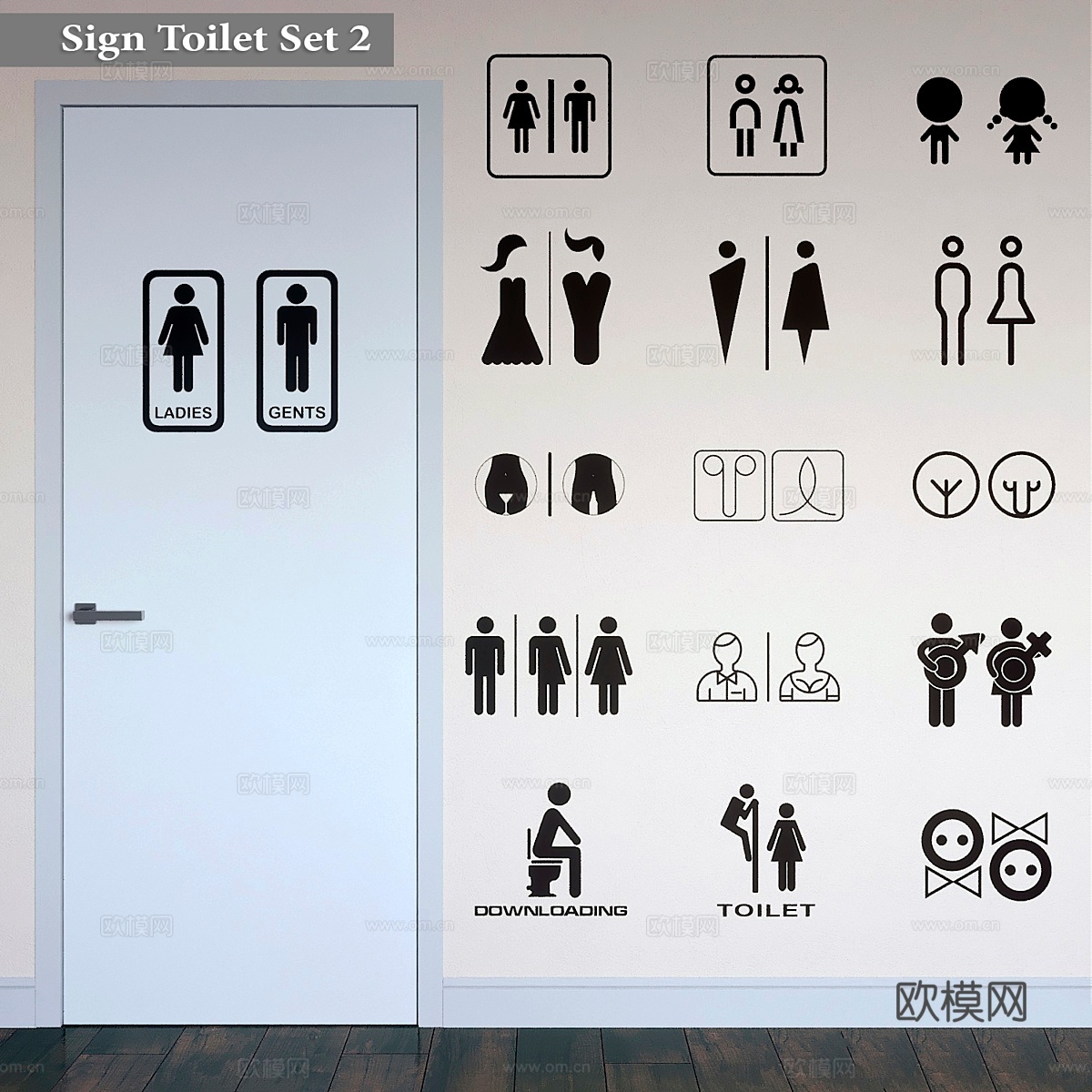 标识卫生间套装23d模型下载