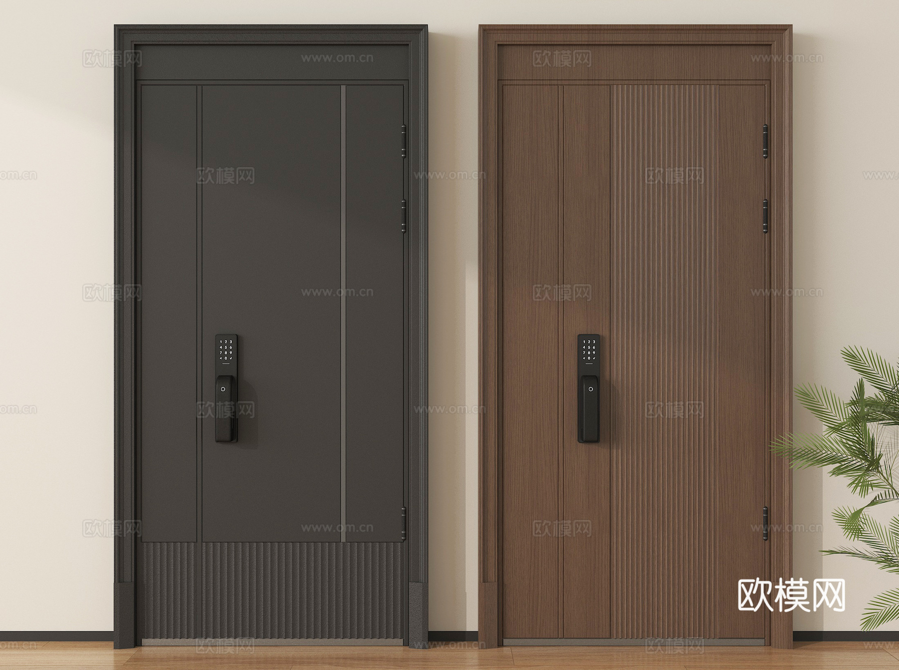 现代入户门 防盗门 平开门 单开门su模型