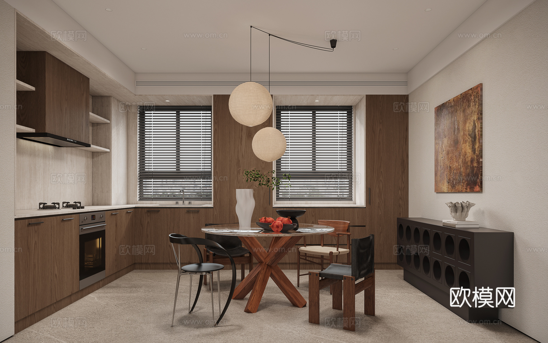 现代客餐厅3d模型下载（渲染图5）