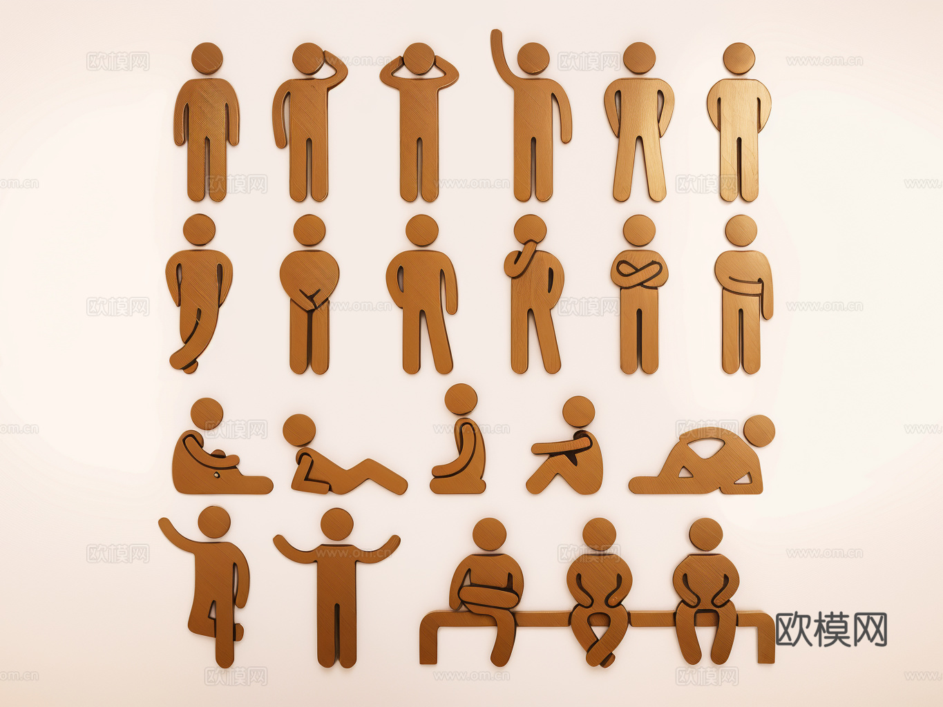 火柴人剪影图标装su模型