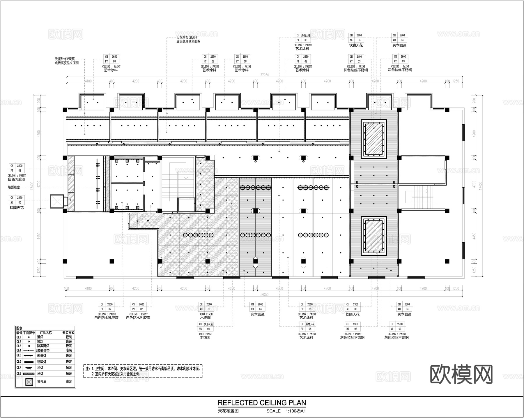 休闲娱乐会所平面施工图cad施工图