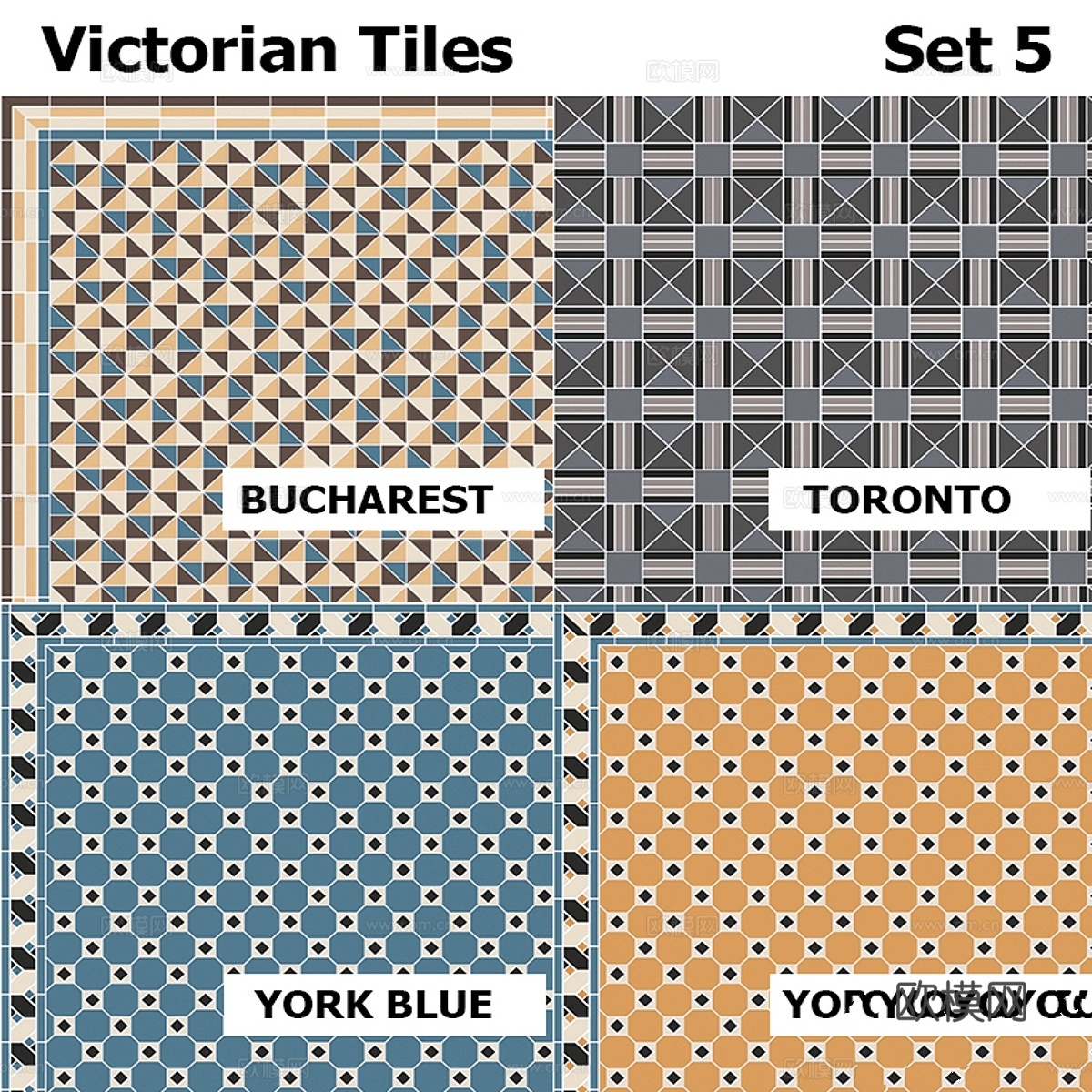 Topcer 维多利亚风格瓷砖套装53d模型下载