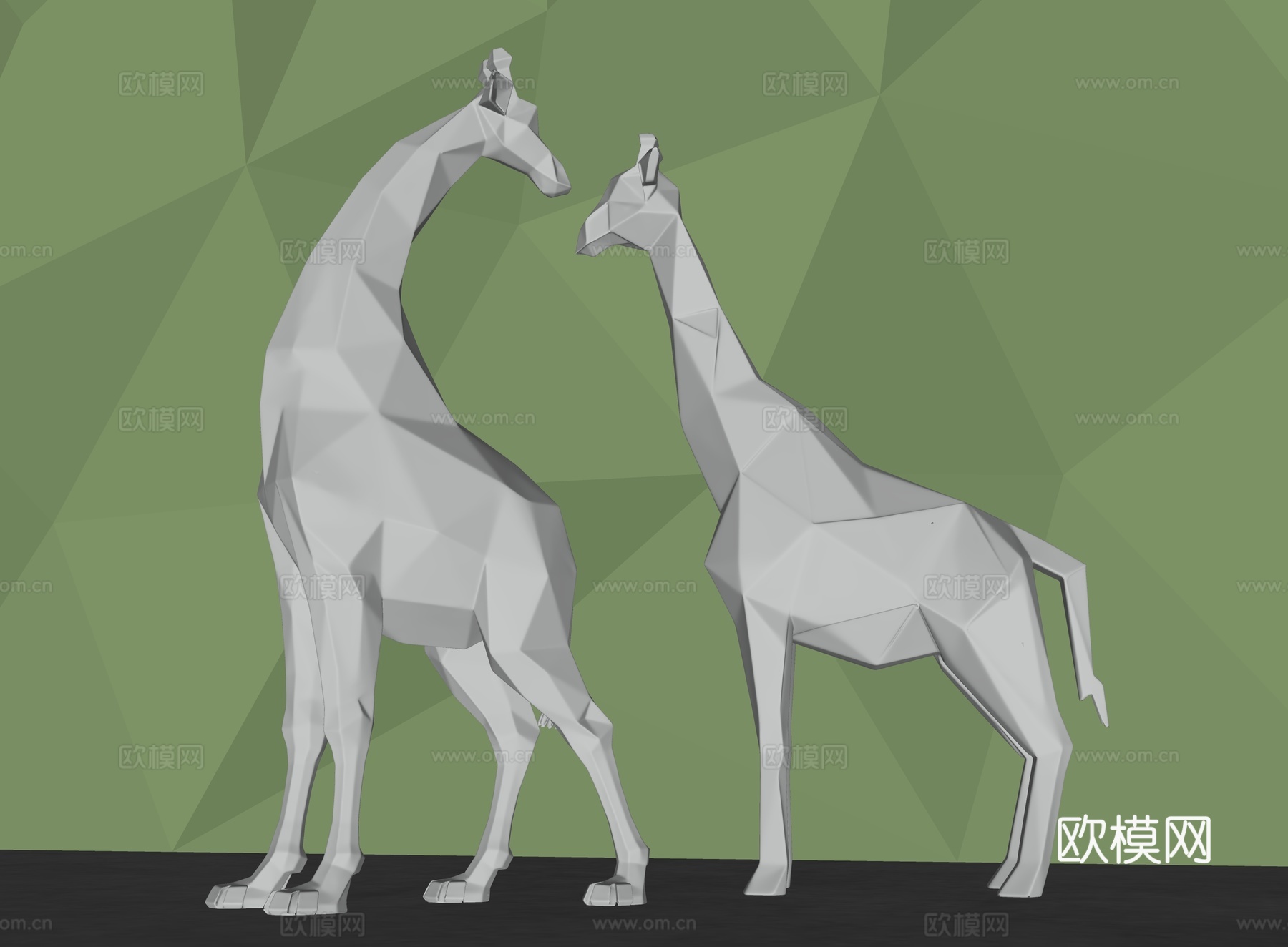 长颈鹿雕塑 卡通长颈鹿 公园动物雕塑 长颈鹿摆件 现代雕塑su模型