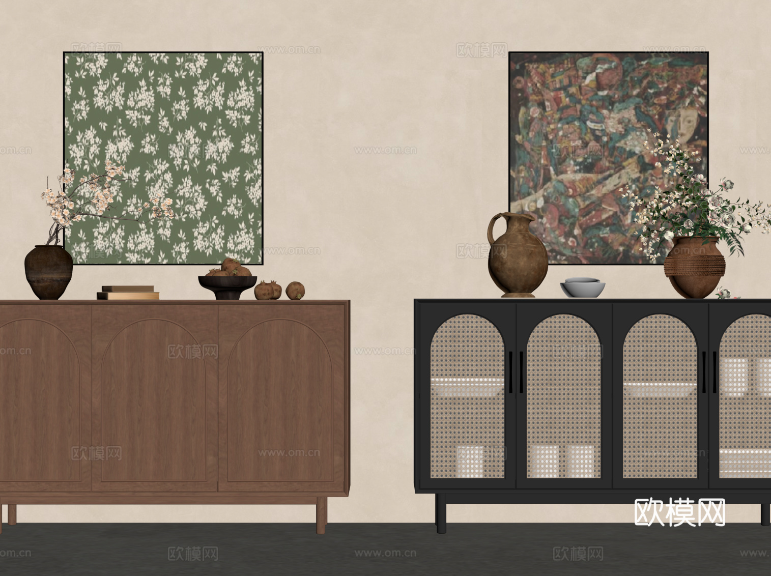 中古风玄关柜su模型