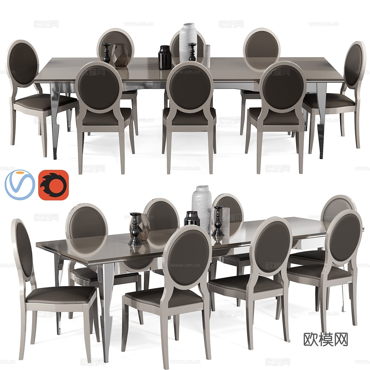 Scavolini Exclusiva系列餐桌椅套装（含装饰3d模型3d模型下载