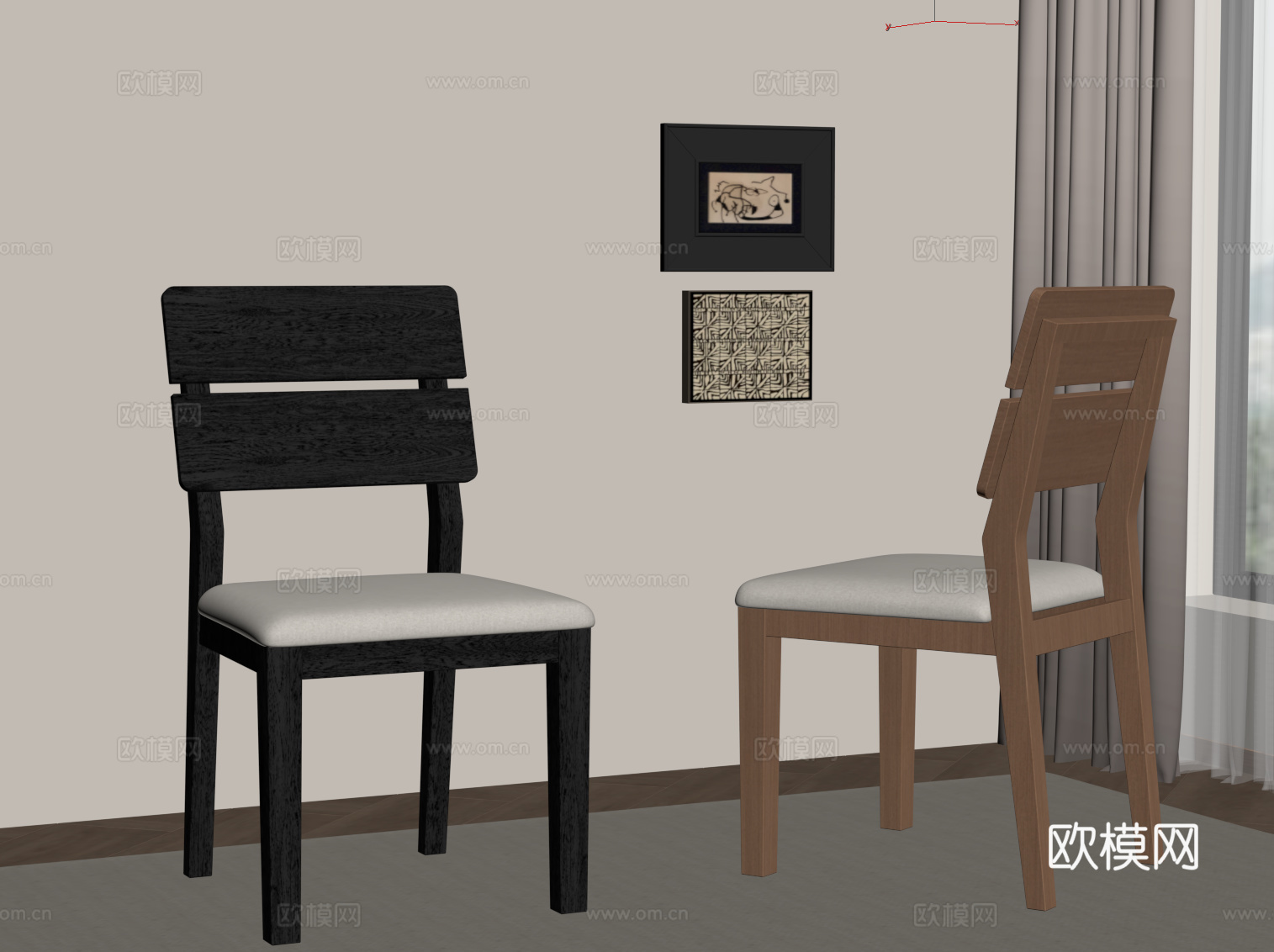 现代意式餐椅 单椅 椅子su模型